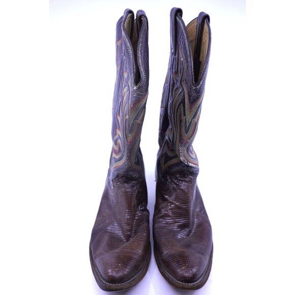 Vtg JUSTIN Exotic Iguana Lizard Western / Cowboy Boots Brown Men’s Sz 10 D 5899 - Picture 2 of 6